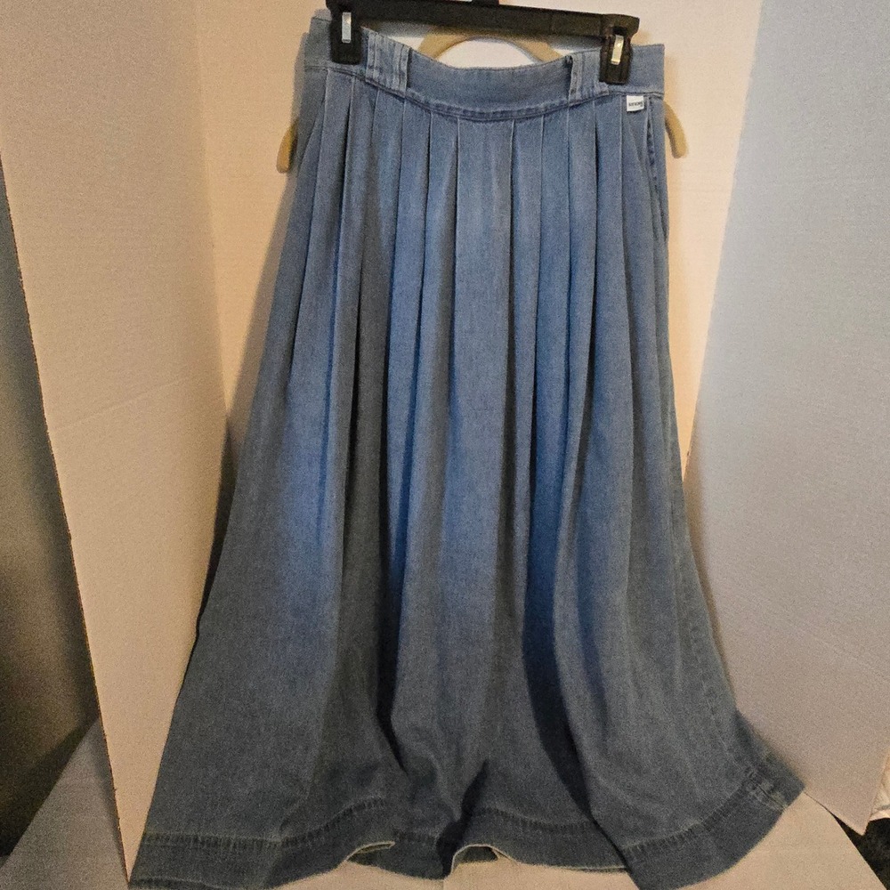 Vintage Guess Georges Marciano Denim Maxi Skirt Pleated Made in USA Size 30